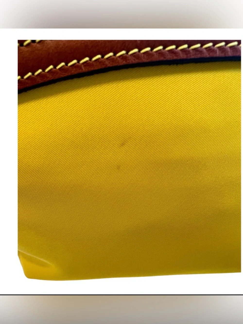 Dooney & Bourke Yellow Nylon Crossbody Bag Brown Leather Trim NWOT - Picture 3 of 5